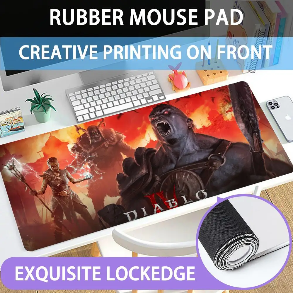 Diablo 4 Mouse Pad Large Rubber Mouse Pad With Edge-Locking Computer Mouse Pad For Gamers Hd Printing Desk Pad And Keyboard Pad