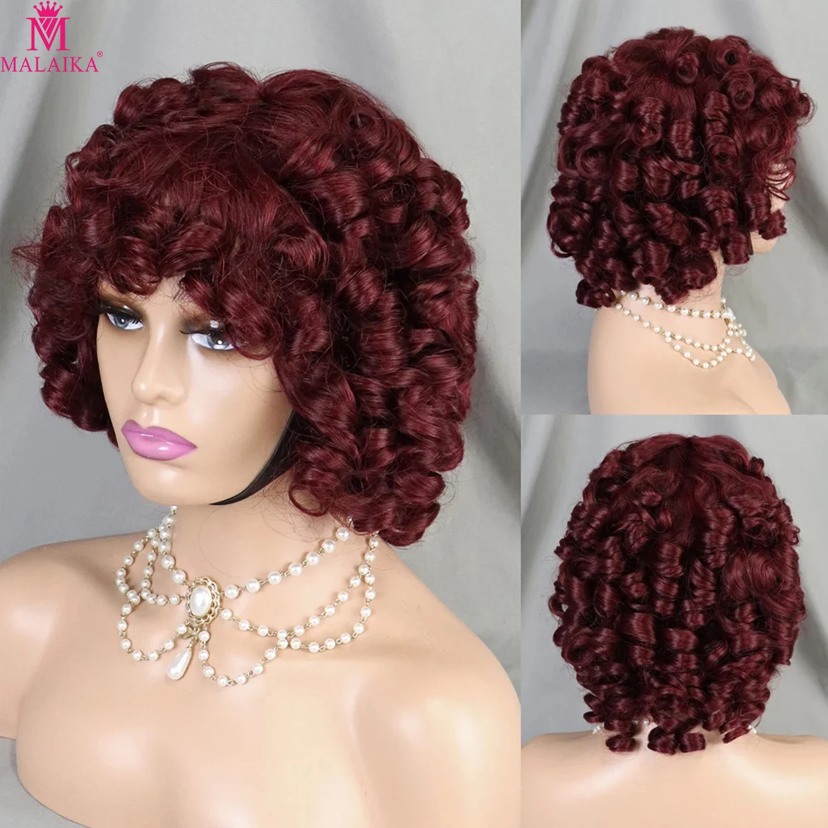 

99J Bouncy Curly Short Human hair Wigs Afro Curly Wig Glueless Human Hair Wig Full Machine Made Wig Ready to Wear for Women