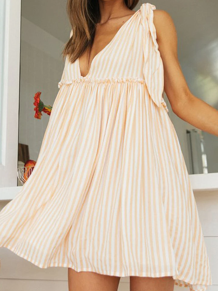 Casual Striped Sleeveless Maternity Dress for Summer