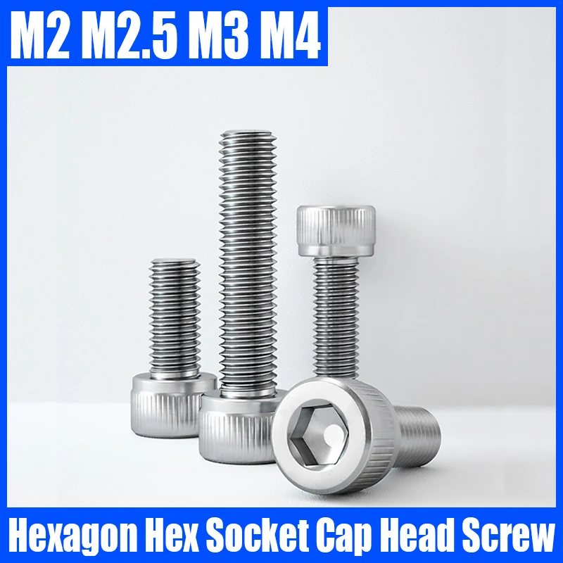 

5-20PCS M2 M2.5 M3 M4 316 Stainless Steel Hexagon Hex Socket Cap Head Screw Bolt Allen Screw Bolt Fastener L=4mm-60mm