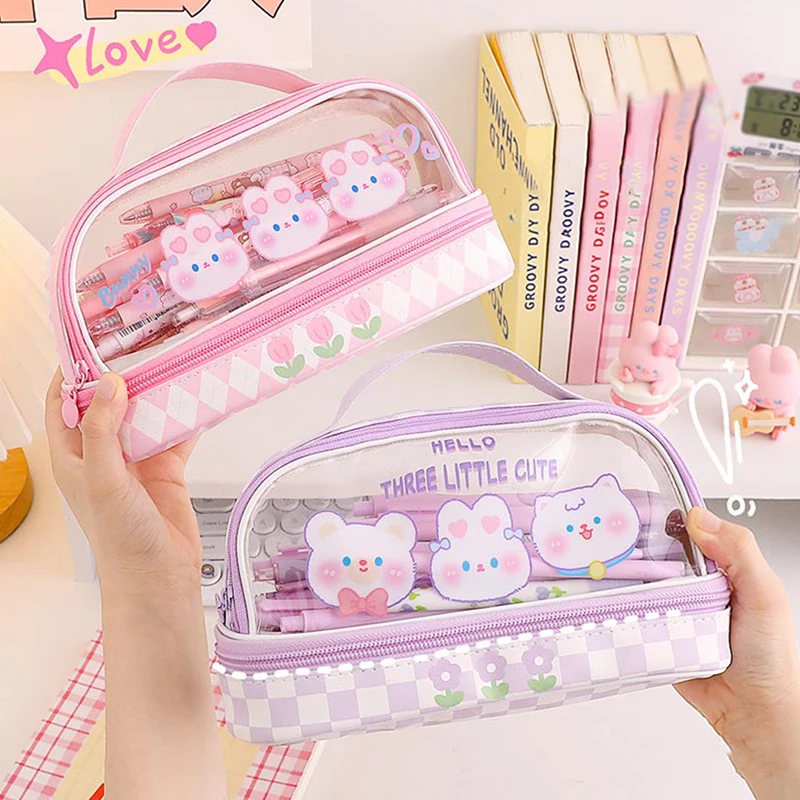 Metal Pencil Case Cartoon Kawaii School Stationery Storage Box