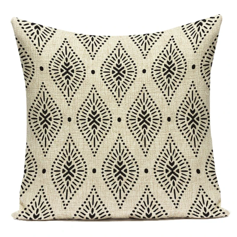 Vintage Boho Geometric Cotton Linen Decorative Throw Pillow Cover