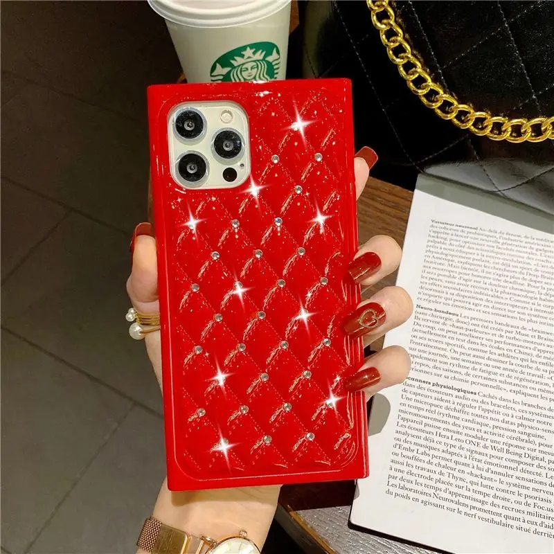 Luxury Glitter Square Diamond Phone Case For Iphone 13 Pro Max 12 Mini