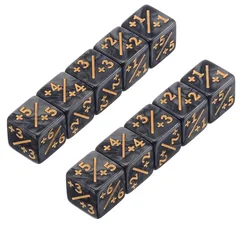 Set of 10 Colorful 16mm Six-Sided Dice for Card Gaming and Counting (Black 1)