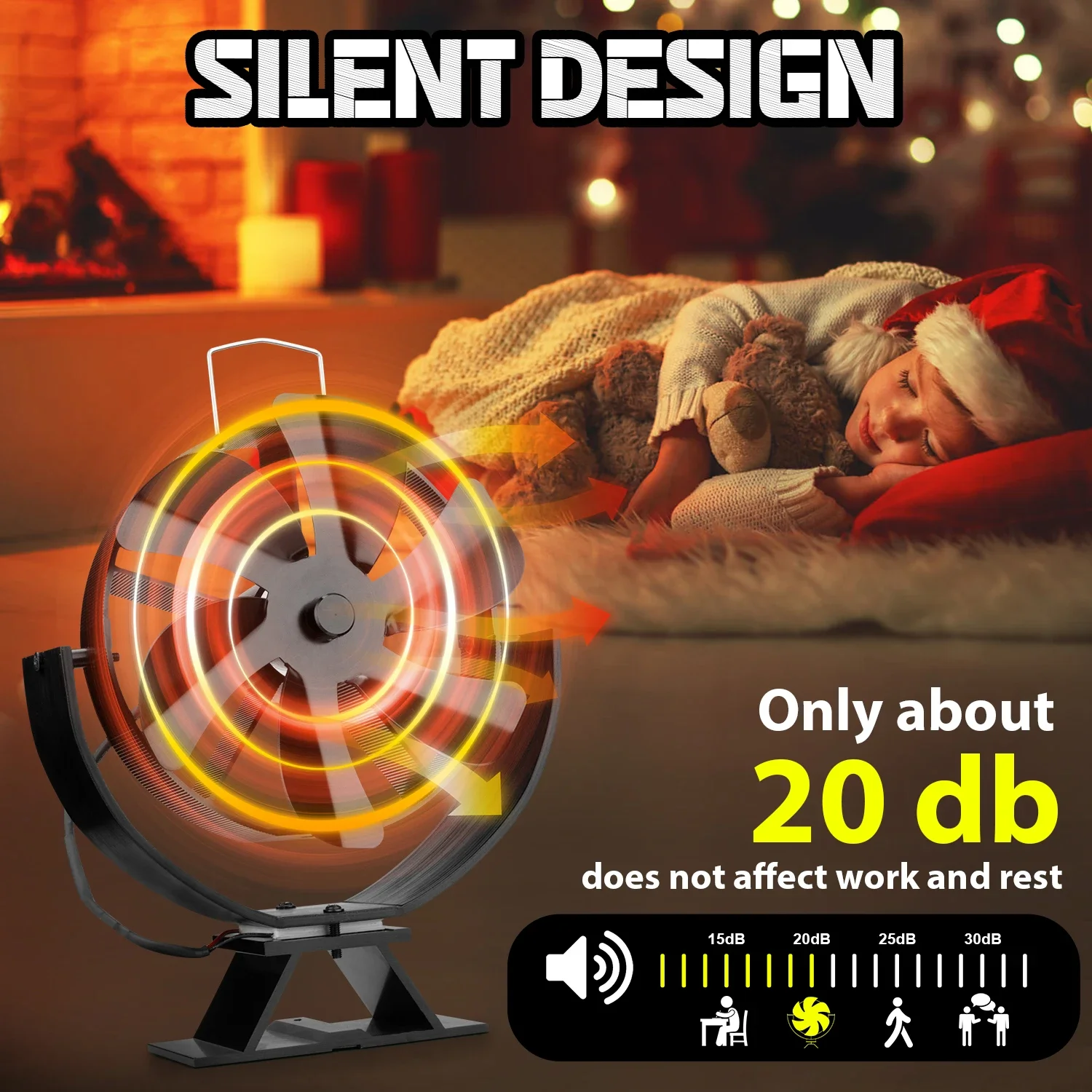 6 Blades Mini Stove Fan Heat Powered Fireplace Fan Log Wood Burner Eco-fan Quiet Home Efficient Heat Distribution