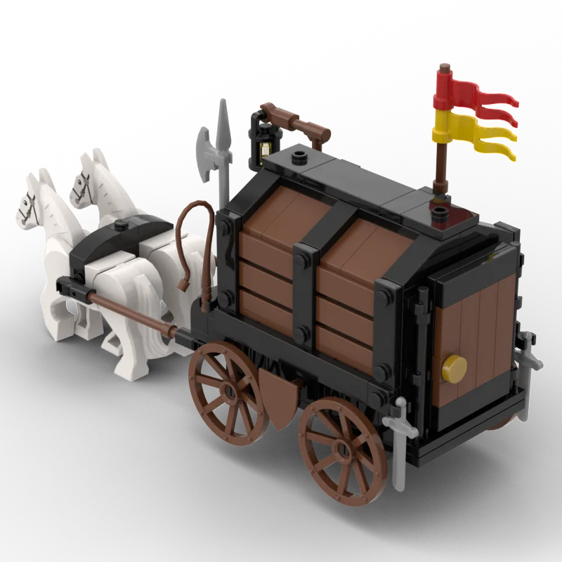 MOC-119636 사자 기사 중세 성 모델, 말 술꾼 소녀 블록 왜건, 남아용 선물, DIY 조립 건설 장난감