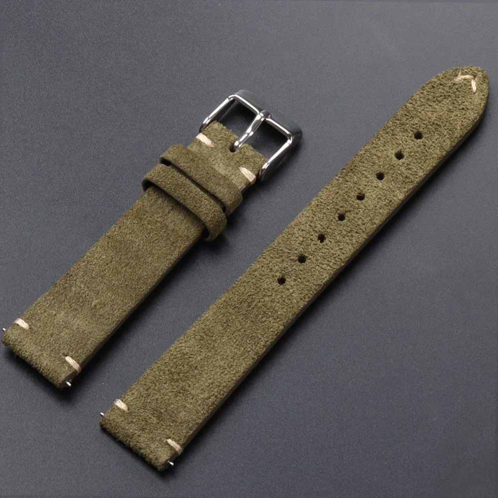 Premium Quick Release Soft Suede Watch Strap, Calfskin Wristband