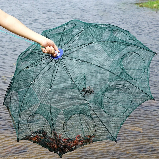 Foldable Nylon Fishing Net Shrimp Cage Automatic Umbrella Shape Fish Trap  Cast Net Cast Folding Net