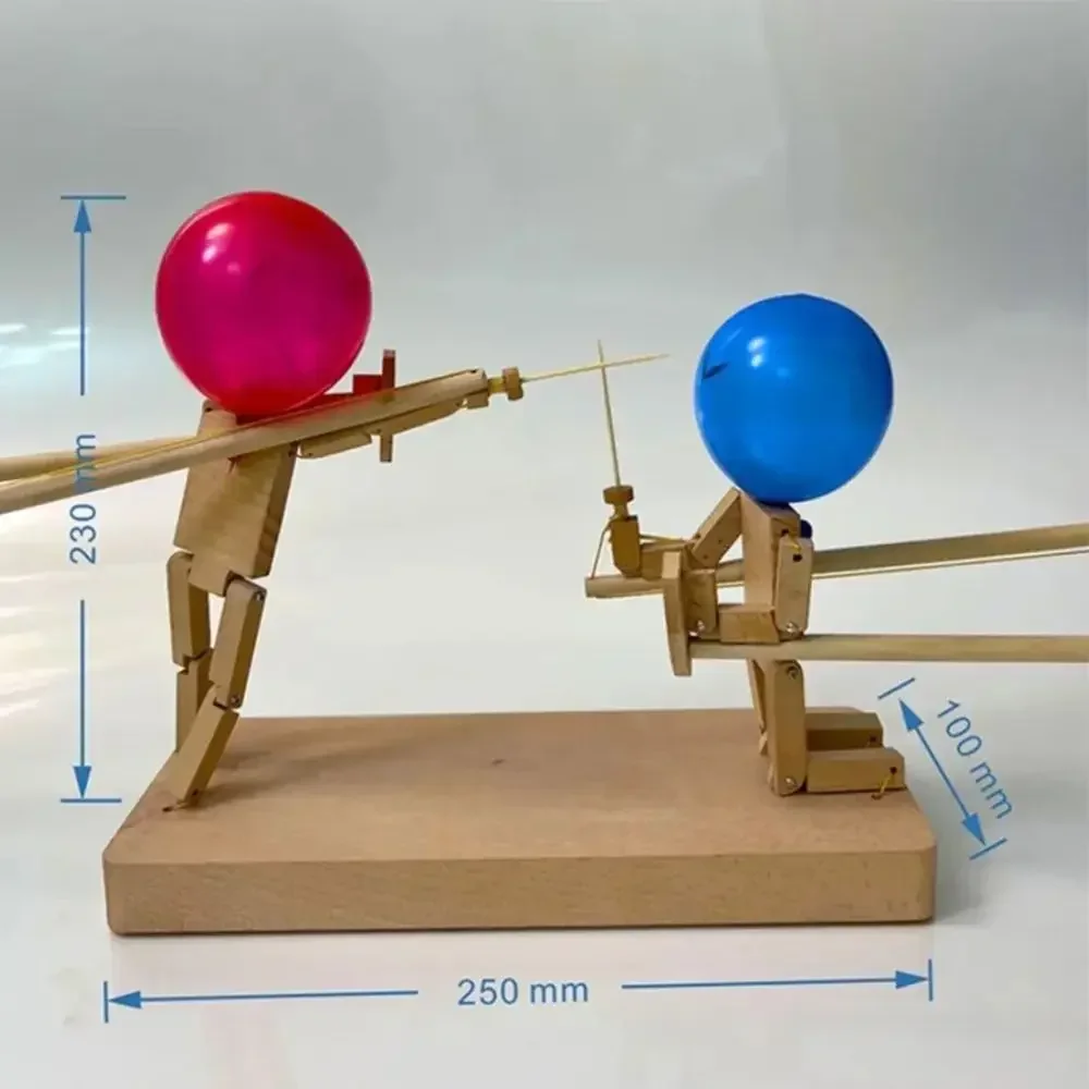 Wooden Bots Battle Game for 2 Players Fast-paced 2024 Best Whack a Balloon  Game Handmade Wooden Fencing Puppets Toy - AliExpress