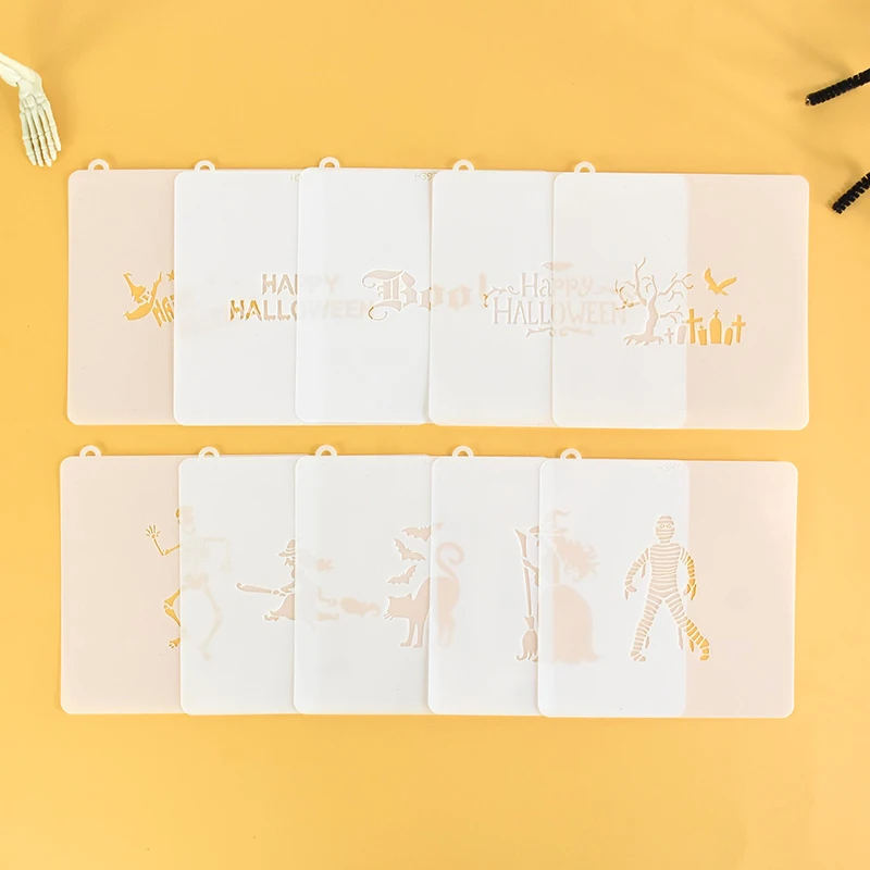Description Picture 5 of itemHalloween Cookie Coffee Spray Stencils Template Mesh Biscuit Cutter Fondant Cake Mold DIY Halloween Party Decoration Baking Tool