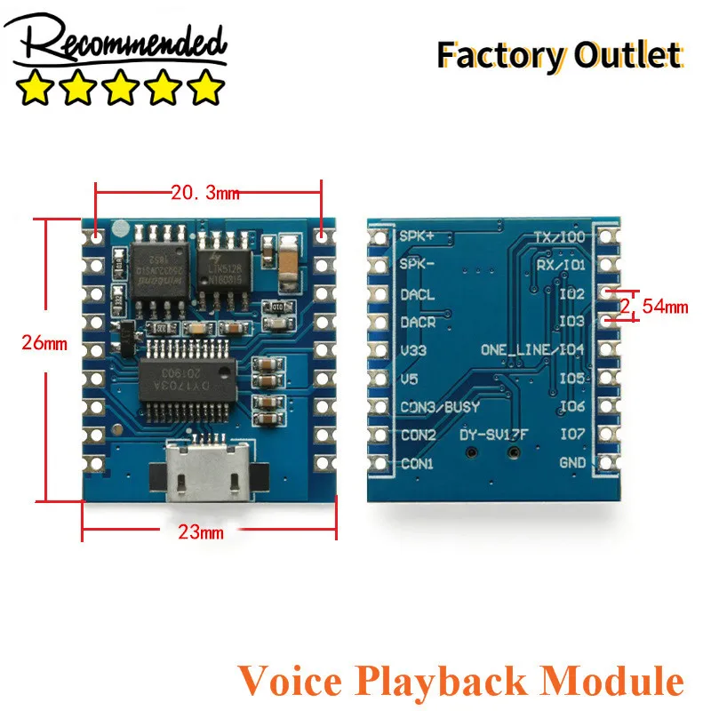 MP3 Player Module Voice 4MB Playback IO Trigger Serial Port Control USB Download FLash DY-SV17F | Электронные компоненты и