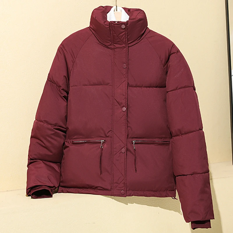 

Winter Women's Cold Coat Stand Collar 2023 New Fashion Thick Warm Short Parkas Female Outerwear Korean Style Padded Jackets