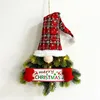 Christmas Wreath Gnome Hat Wreath with Light Glowing Garland for Front Door Hanging Ornament Window Restaurant Home Decor 1