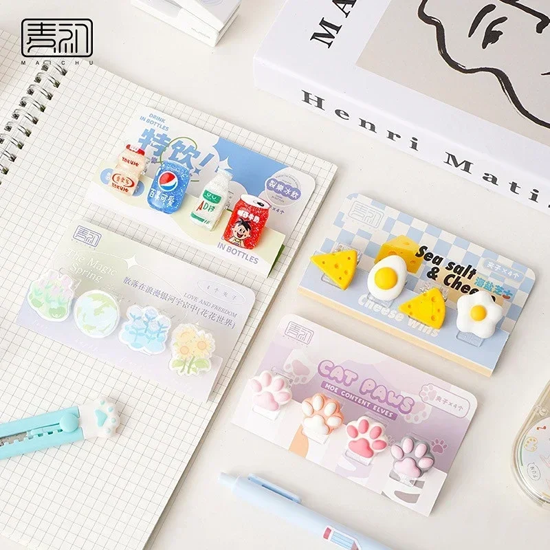 Mini Paper Clip Cartoon Cat Paw Bookmark Scrapbook Journal Clip Student Stationery Acrylic Office Accessories paper clips,binder clips,mini bookmark