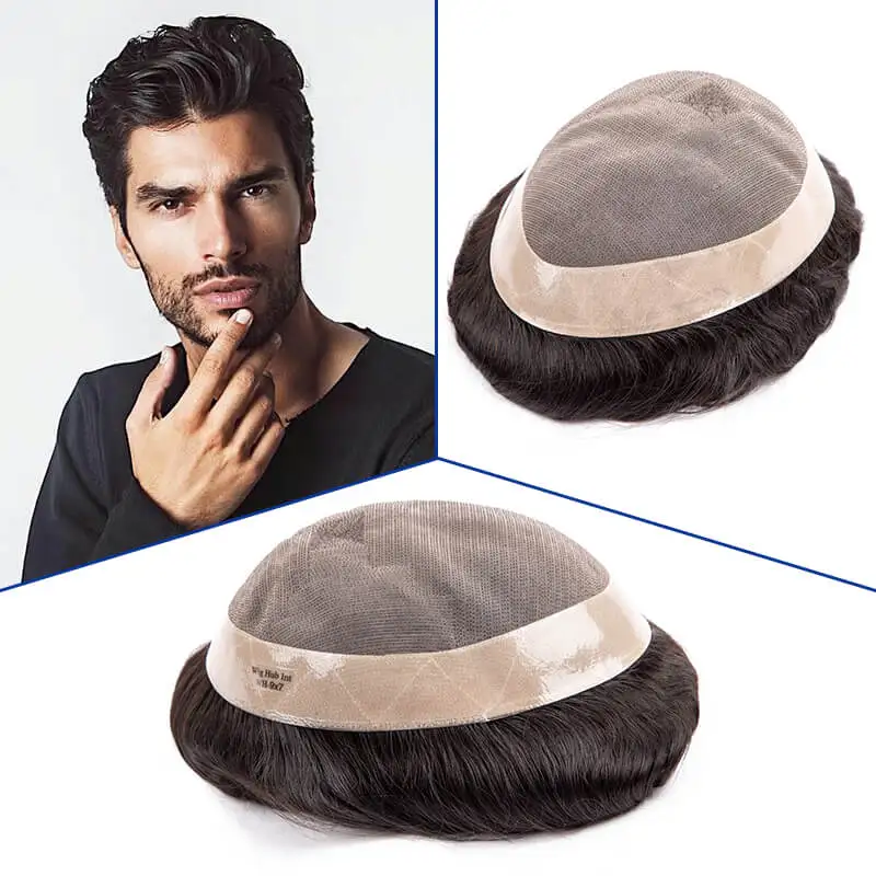 

Toupee Mono Male Wig 100% Human Hair Durable Male Hair Prosthesis Toupee Men 6" Hair Replacement Breathable System For Men