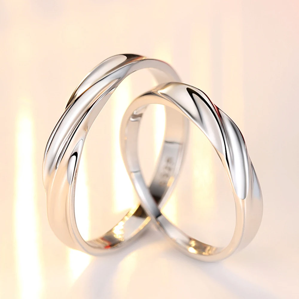 Daifuni 100% S925 Sterling Silver Shiny Couple Simple Ring For Women Men Wedding Jewelry Finger Fine Jewelry Fashion Gifts New 4