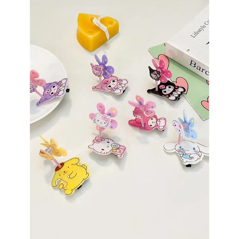 

Sanrio Kawaii Cinnamoroll Children Hair Clips Kuromi MyMelody Anime Cartoon Girls Cute Princess Headdress Windmill Birthday Gift