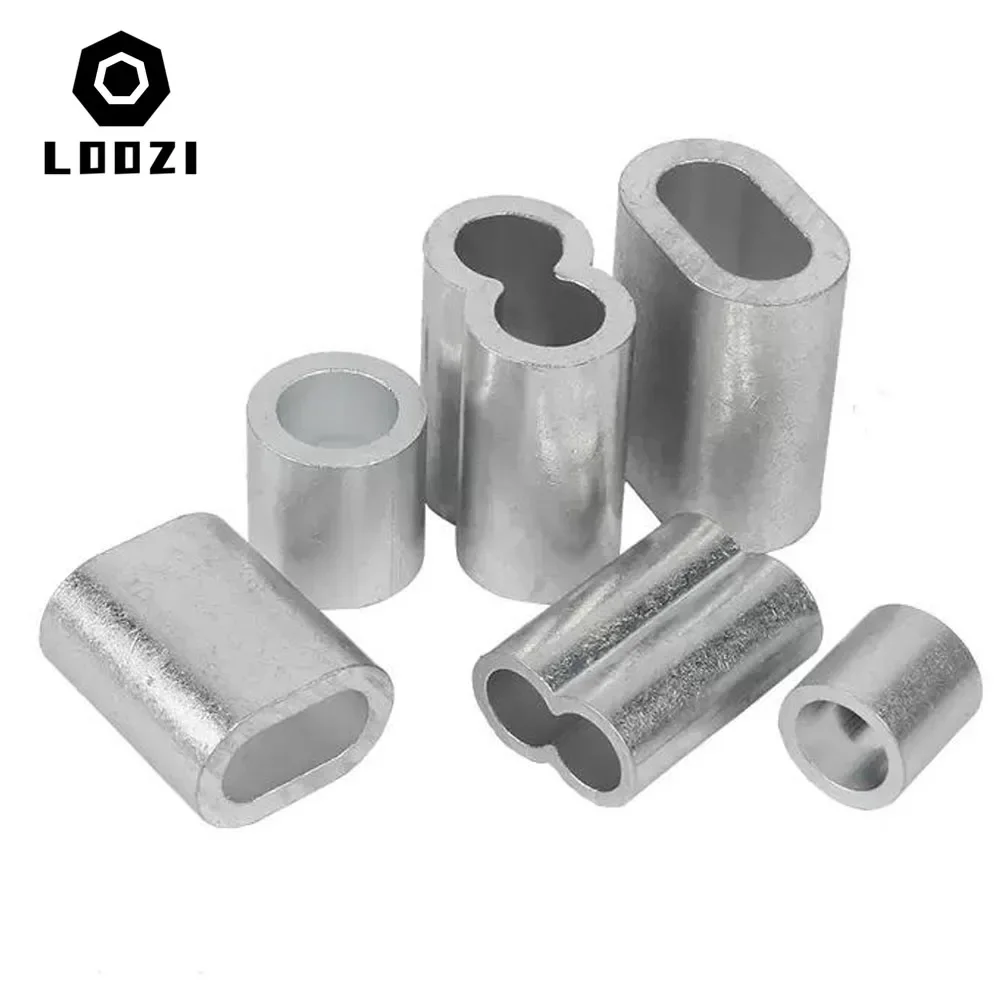 Aluminum Wire Rope Crimp Fixed Sleeve Fixing Clip Oval 8-type Wire Ferrules Cord Lock Aluminum Cable Stopper Crimp Rope Hardware