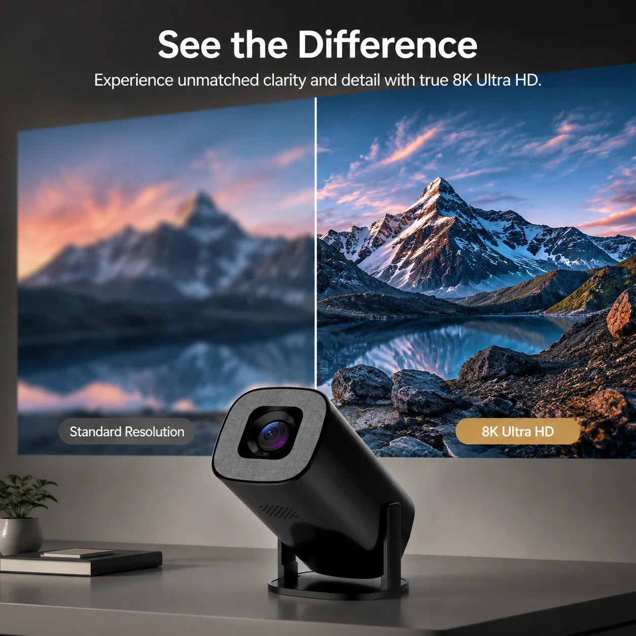 베스트셀러 V1 포켓 LED 프로젝터, 8K 디코딩, 듀얼 WiFi&블루투스, 단초점 HD, 네이티브 1080P 저렴한 휴대용 스마트 프로젝터