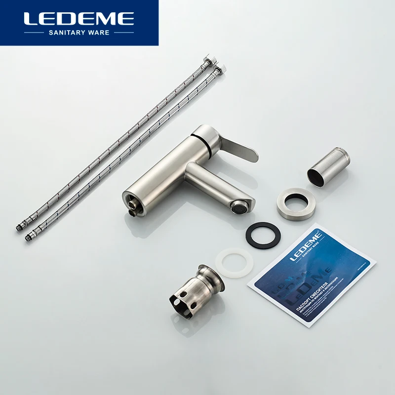 LEDEME Basin Faucet Stainless Steel Faucet Bathroom Mixer Tap Single Hole Hot and Cold Water Classic Basin Faucets L71003 images - 6