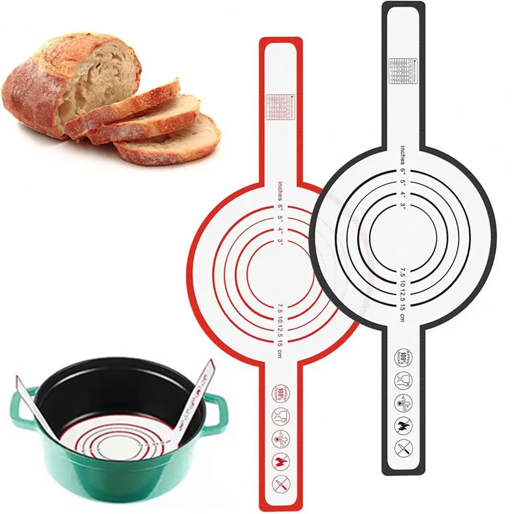 

Reusable Cooking Mat Eco-friendly Non-stick Silicone Bread Baking Mat with Long Handles Reusable Dutch Oven Supply for Bread