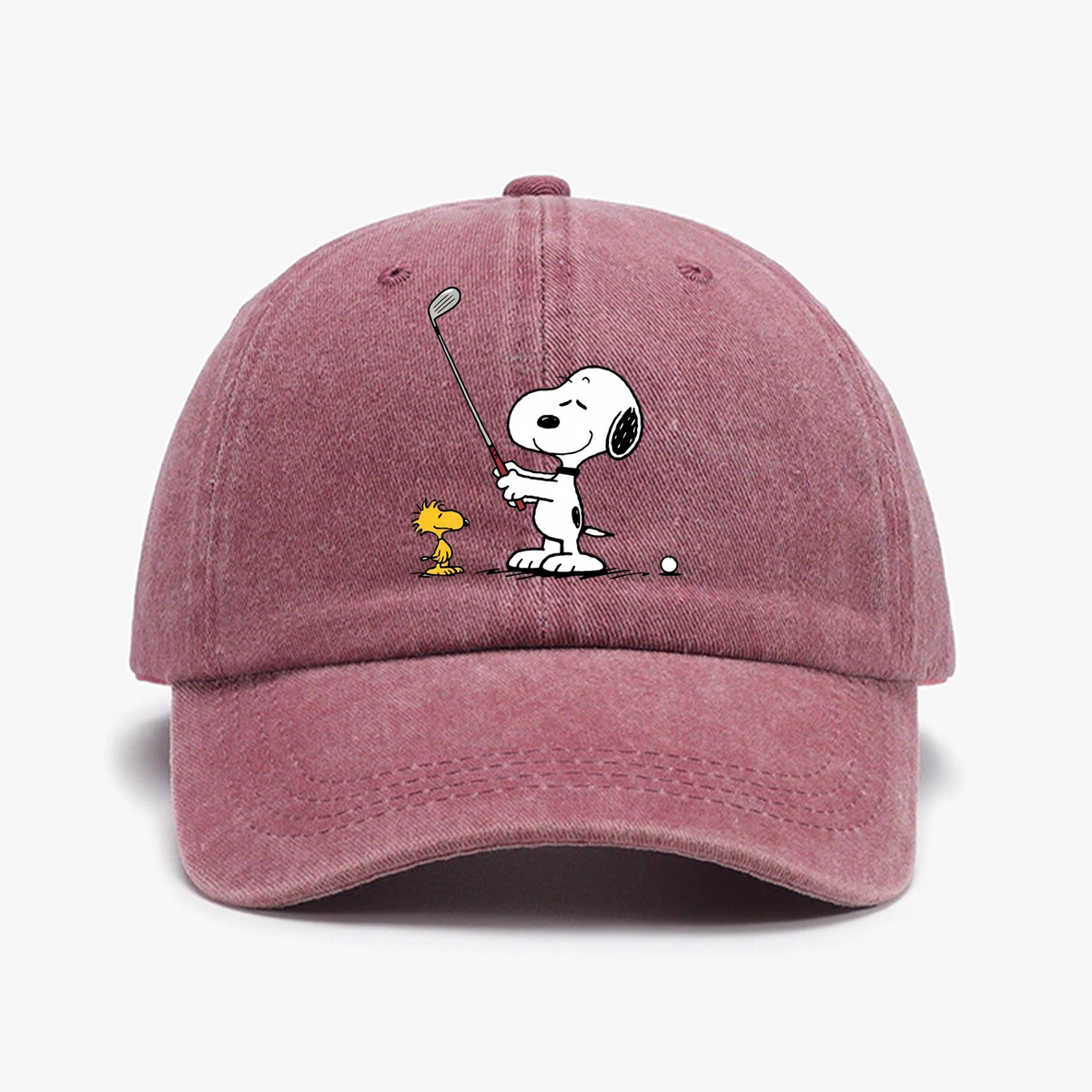 1pc "Snoopy" Printed Baseball Cap Unisex Retro Washed Distressed Sun Hat Outdoor Fashion Accessory Hat for Men & Women 2