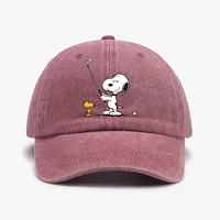 1pc "Snoopy" Printed Baseball Cap Unisex Retro Washed Distressed Sun Hat Outdoor Fashion Accessory Hat for Men & Women 2