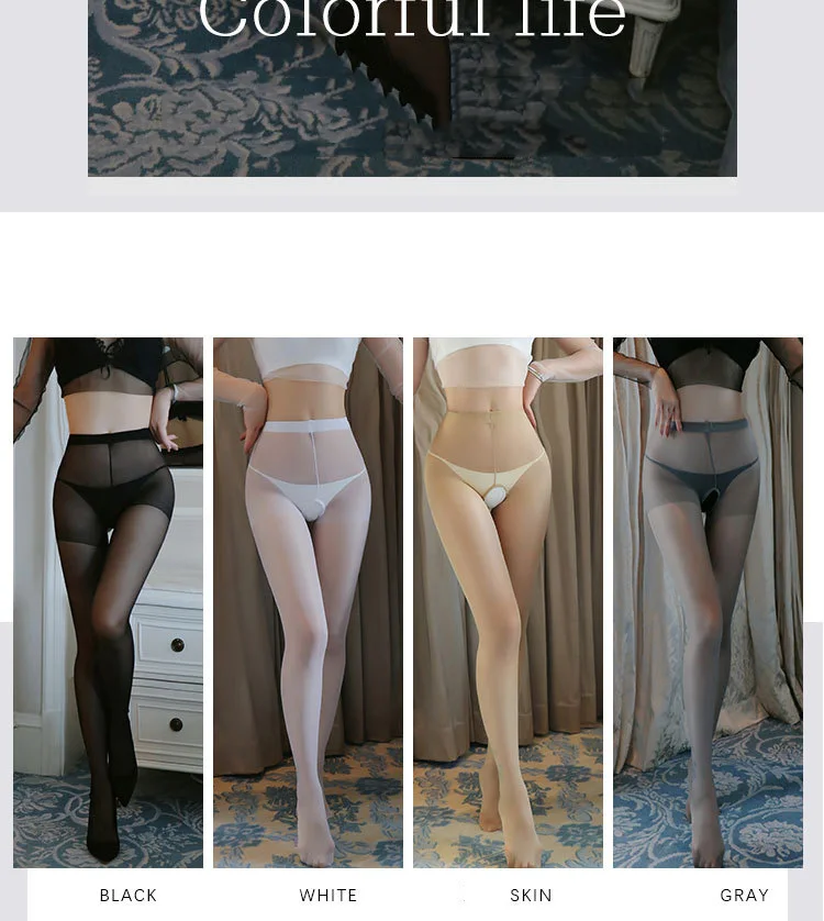 Description Picture 4 of itemSexy Lingerie Woman Socks Flight Attendant Grey Stockings Open Crotch Socks Thin Style Tearable Fun Stockings For Women Tights