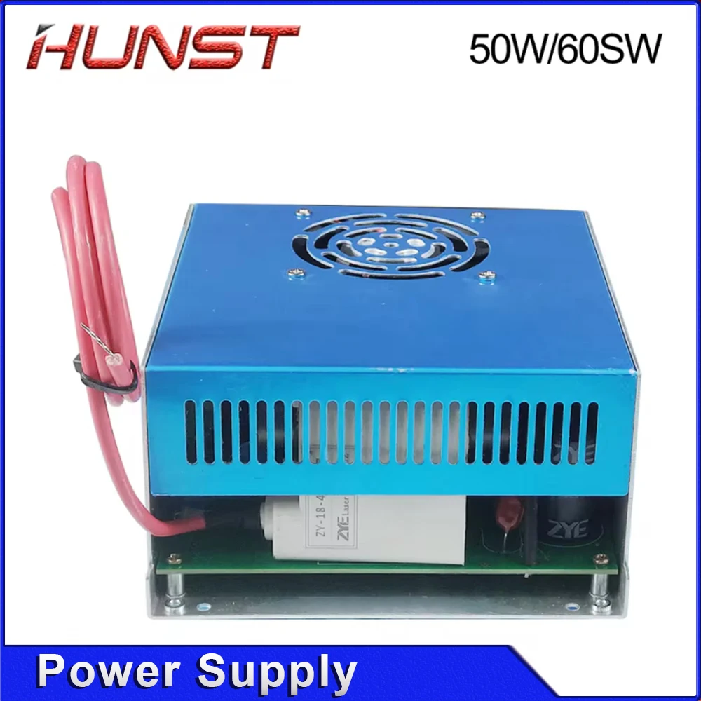 مصدر طاقة ليزر CO2 من Hunst MYJG-50W 60W، 110 فولت/220 فولت اختياري، مناسب لآلة القطع والنقش بقوة 40~70 واط، أنبوب زجاجي.