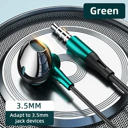 USB Type C HiFi Bass Stereo Earbuds with Volume Control and Mic (3.5mm Green)