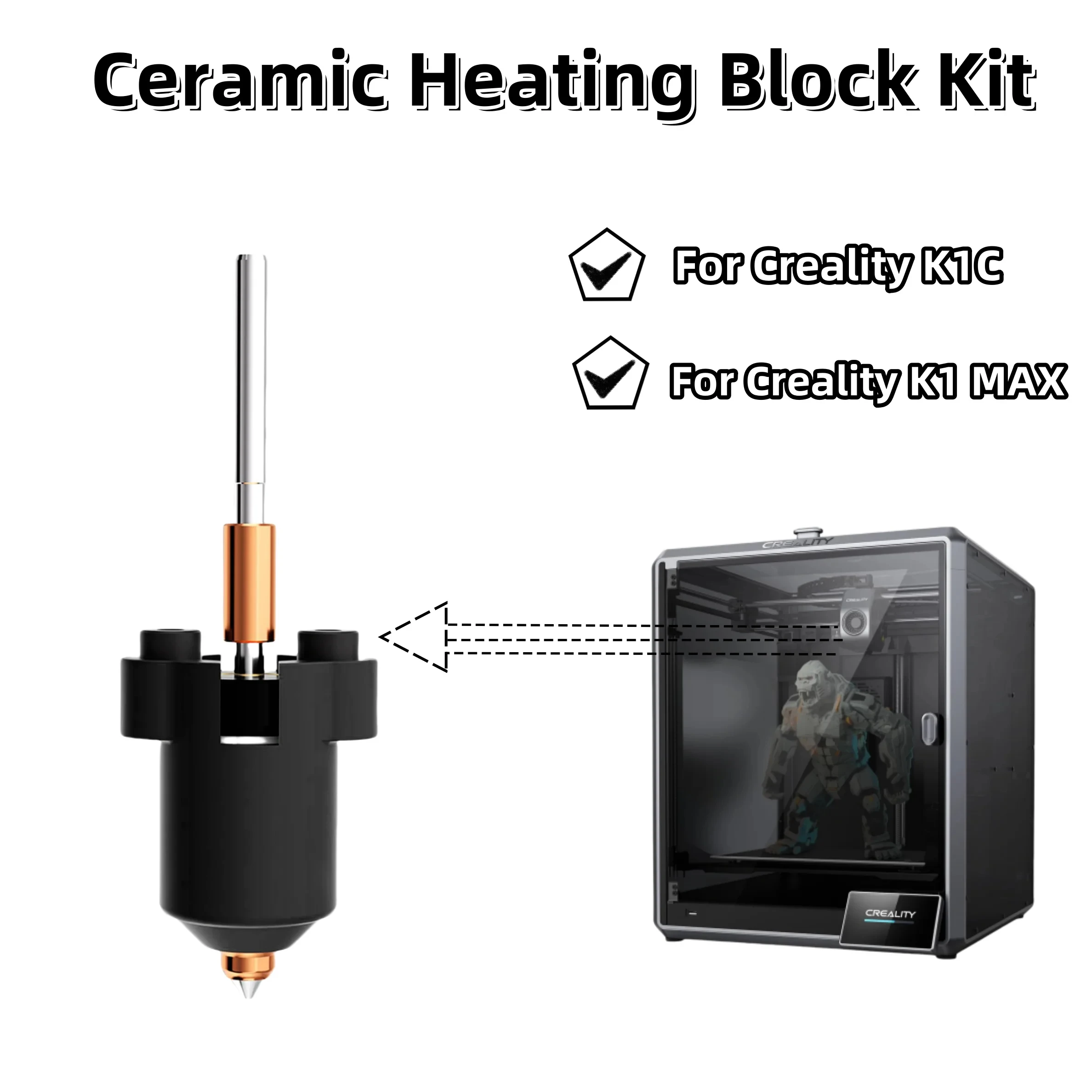 Creality K1C K1 MAX 세라믹 히팅 블록 키트, 0.4mm 퀵 스왑 깍지 키트, 고유량 인쇄 3D 프린터 부품