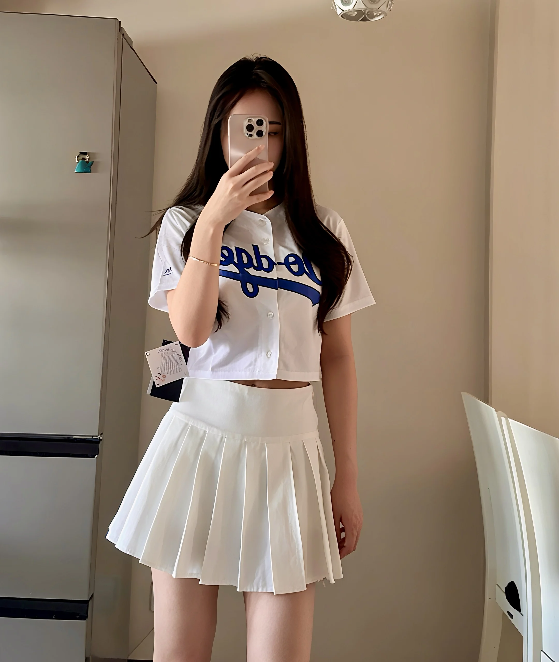 여성용 야구 저지 반소매 크롭 탑 퍼포먼스 치어리딩 패션 스포티 스타일 로스앤젤레스 다저스 민소매 매운 소녀 의상