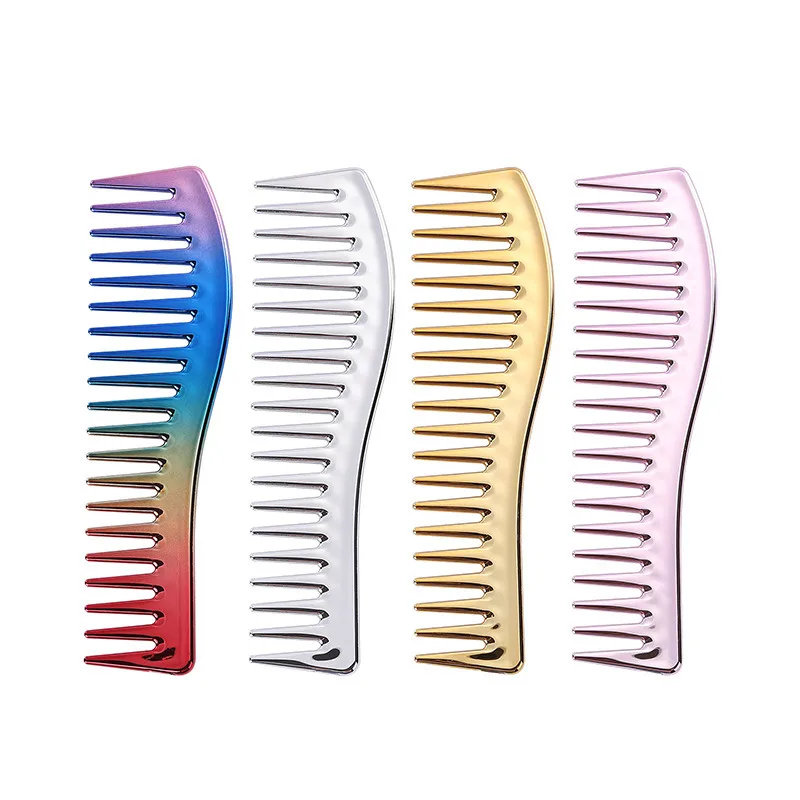 

1 Pcs Hair Comb Gradient Hair Brush Home Large Teeth Wide Comb Electroplating Color Hair Stylist Special Oil Head Hair Salon Too