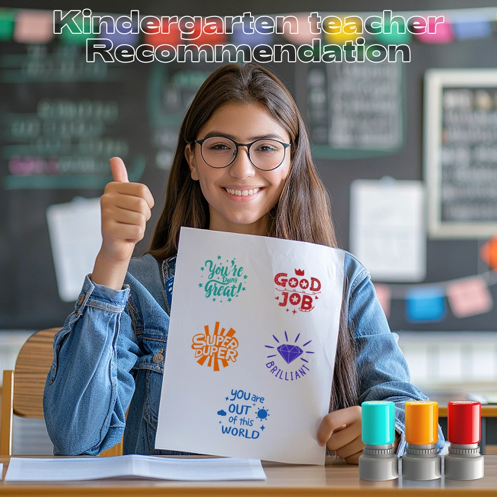 Teacher's comment Stamp Automatic inking Light sensitive Circular educational behavior Stamp alphabet stamps,inking stamps,decorative stamps,children stamps,clear stamps,wax seal stamp,teacher seal,privacy shield stamp