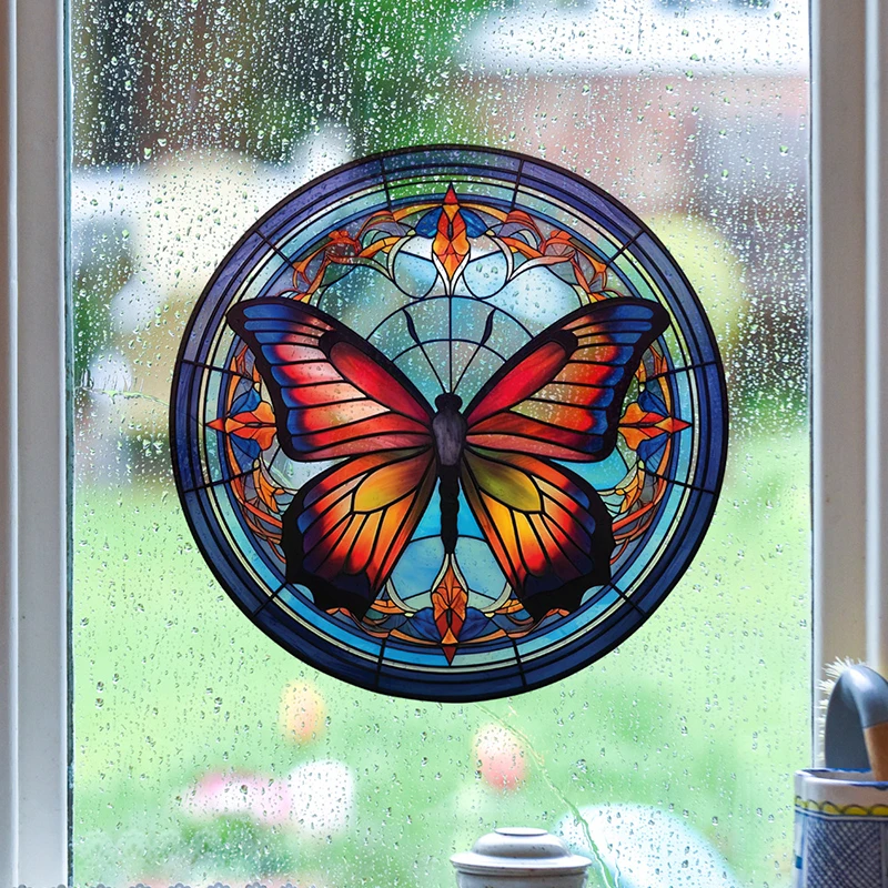 Window Glass Electrostatic Stickers Hummingbird Butterfly Flower Window Glass Stickers Removable Anti-collision Decorative Film
