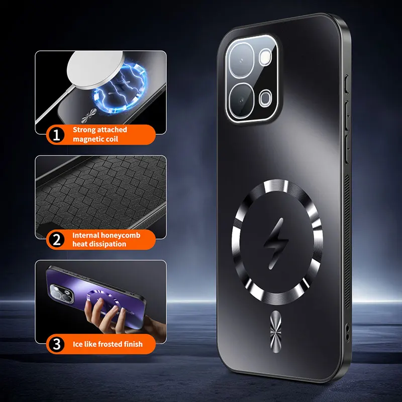 Fubda Magnetic Camera Lens Protective Case with Wireless Charging Support - Matte Frosted Finish