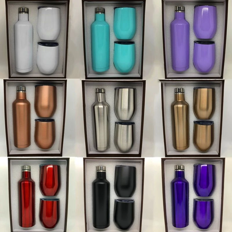 

High-end set boutique eggshell cup wine bottle set gift 3-piece set with customizable name souvenir