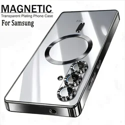 Sleek Transparent Magnetic Phone Case with Plating Finish - Galaxy A07 (Black)