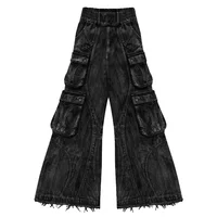 High Waisted Baggy Jeans for Men and Women Wide Leg Pants Punk Multi-Pocket Harajuku Washed Hip-Hop New Heavy Industry Y2K 1