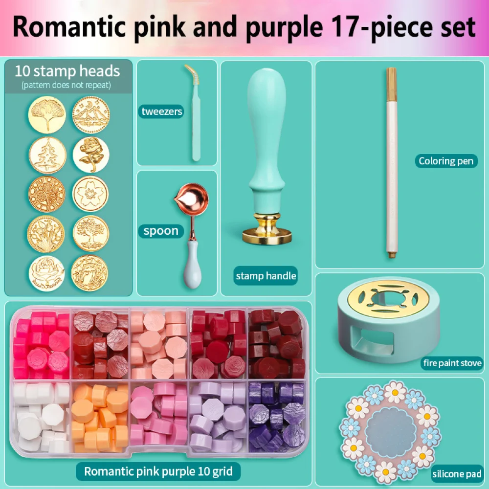Description Picture 2 of itemWax Seal Stamp Set Lacquered Stamp Sealing Wax Kit DIY Craft Supplies Scrapbooking Christmas Wedding Invitation Decoration