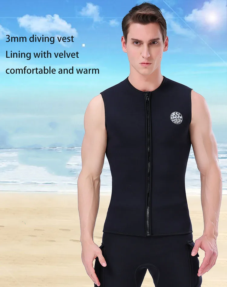 Description Picture 3 of itemNeoprene Diving Vest With Towel Lining  Thermal Wetsuit Sleeveless Front Zip for Men Surfing Drifting Scuba Vest 3mm S-5XL