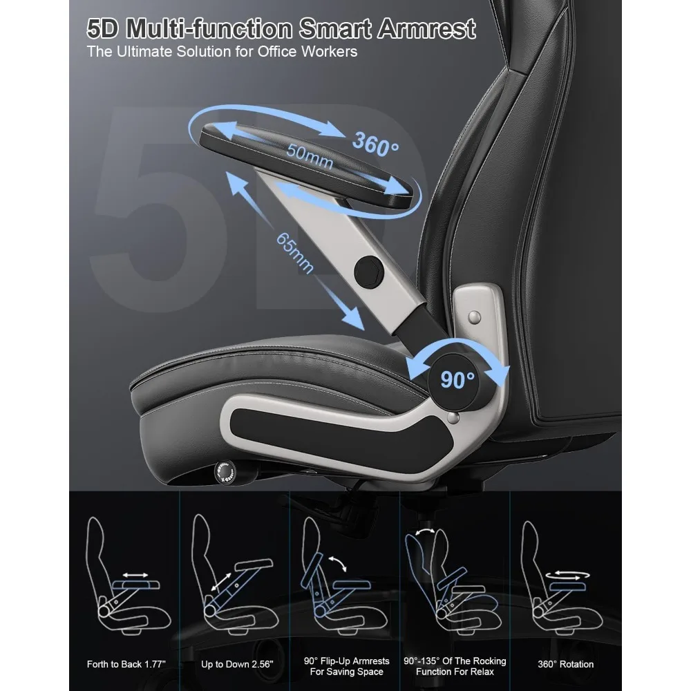 Executive Office Chair with Adjustable 5D Arms, 600lbs Big and Tall Office Chair 3