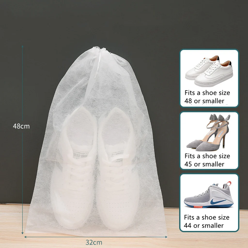 10 Stück/Set Schuh-Staubschutzhüllen, Vliesstoff, staubdicht, mit Kordelzug, transparente Aufbewahrungsbeutel, Reisebeutel, Schuhbeutel, zum Trocknen und Schützen von Schuhen – Detail 3
