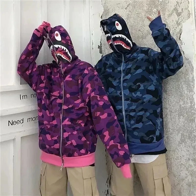 Bape Shark Zipper Hoodie Women Men