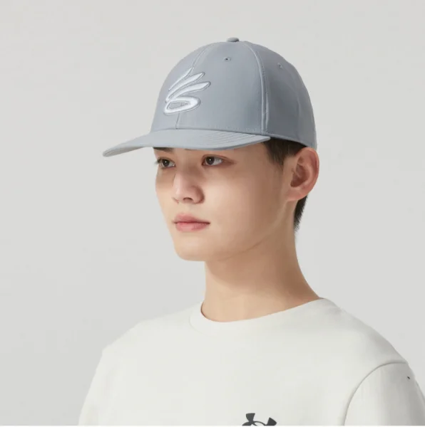 뉴 아머 그레이 스포츠 야구 모자 부드러운 면 소재 곡선형 챙 조절 가능한 백 모자 일상 러닝 골프 스트리트웨어용