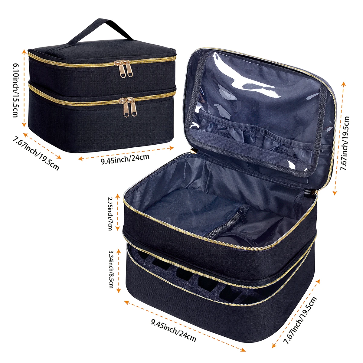 Nail polish storage bag double-layer cosmetic storage bag, suitable for manicure, essential oils, cosmetic sets daily travel use 2