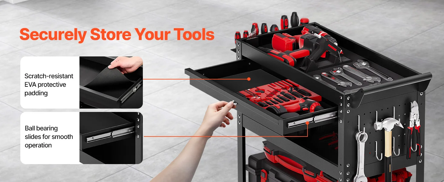SucceBuy 4-Tier Rolling Tool Cart on Wheels Mechanic Cart with Drawer & Pegboard Tool Storage Organizerfor Garage Repair Shop