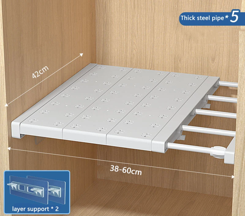 Closet Tension Shelf Expandable Metal Storage Rack Adjustable