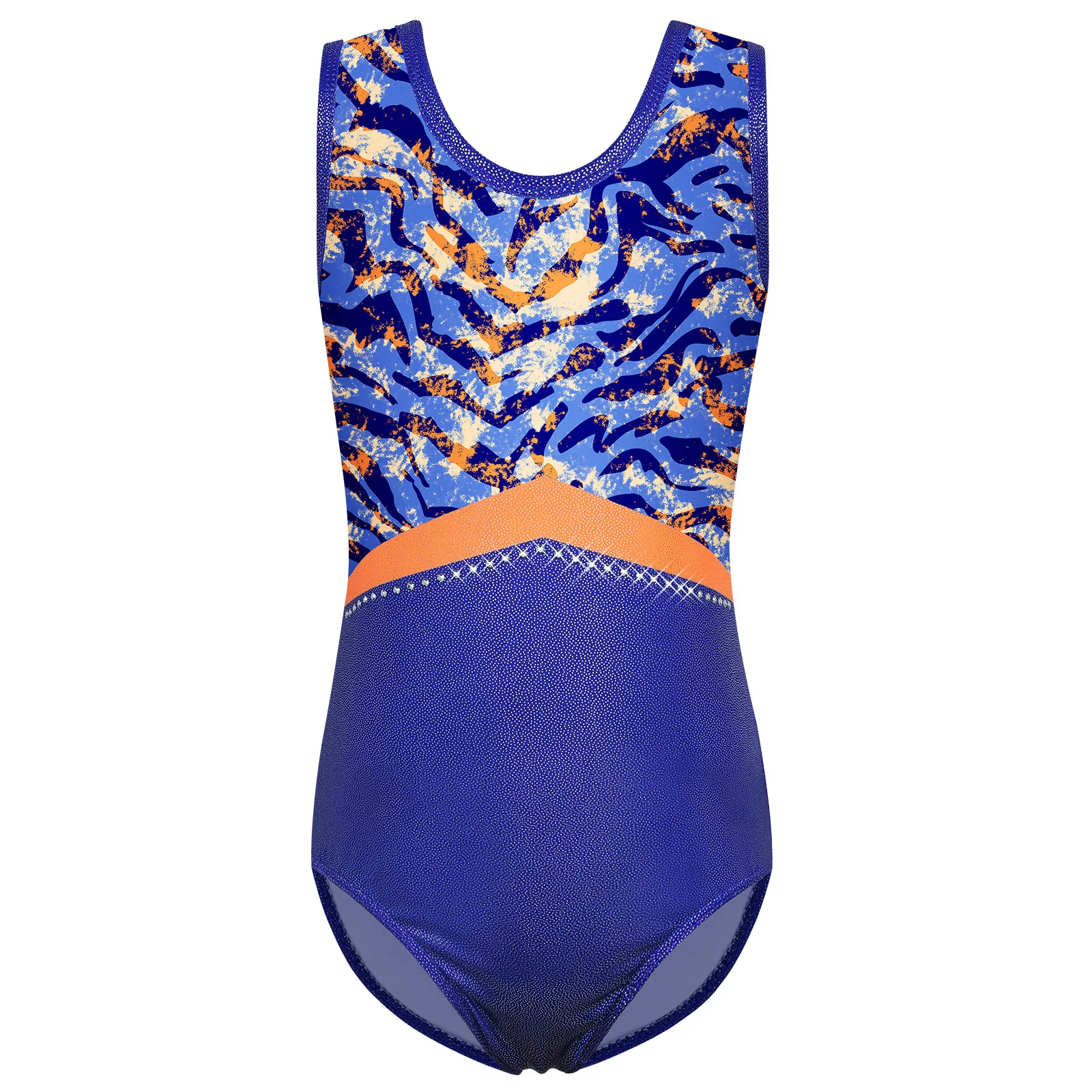 BAOHULU Sleeveless Ballet Leotard for Girls Stripes Print Gymnastics Outfit Performance Dancewear Ballerina Pracitice Wear