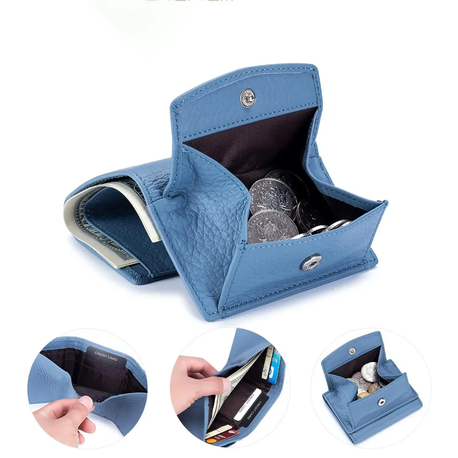 Elegant Genuine Leather RFID Wallet – Luxurious Slim Clutch with Coin Purse